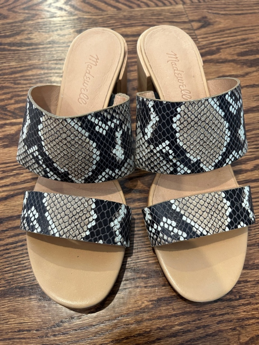 Madewell Snake-Print Double Strap Slide Mules